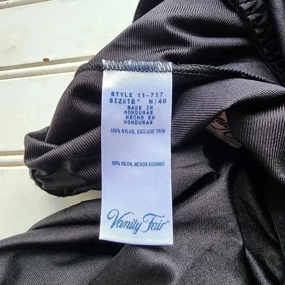 Vanity Fair Women's Black Skirt Slip Elastic Waist Lace Trim 18" Stretch Size M - Picture 6 of 7